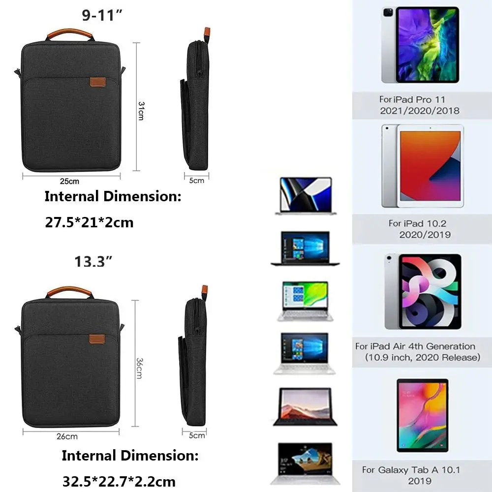 9-11/13.3 inch draagbare tablethoes, opbergtas voor ipad, galaxy tab, schoudertas voor studenten, zakelijke messenger-tas, crossbodytas