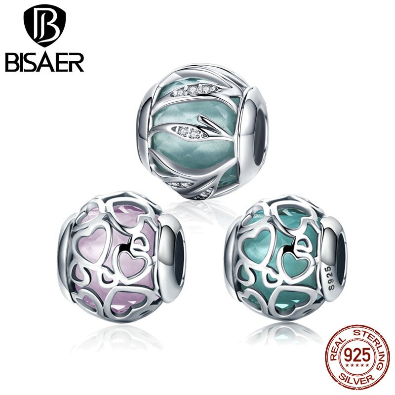 925 en argent Sterling Nature éclat coeur, enfermé dans l'amour CZ perle bouchon breloques ajustement BSR breloques argent 925 Bracelet Original