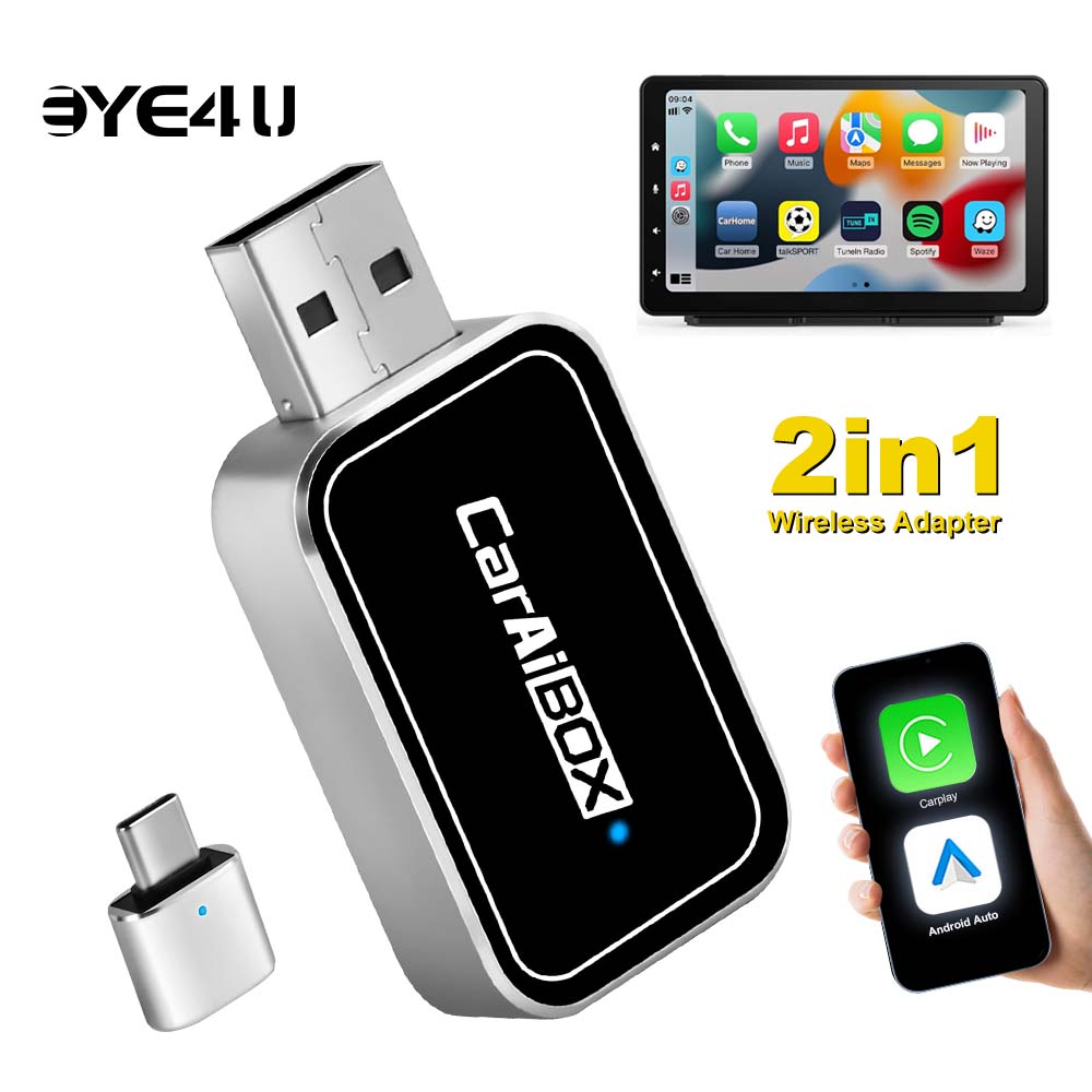 Bedraad naar draadloze Carplay-adapter 2IN1 Mini Box Carplay Android Auto Bluetooth WiFi Fast Connect Plug And Play draadloze Carplay