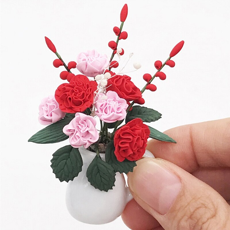 Mini Topfpflanze Blumen Topf Puppenhaus Decor 1:12 Puppenhaus Miniatur Blumen Fee Garten Ornament Für Puppenhaus Decals