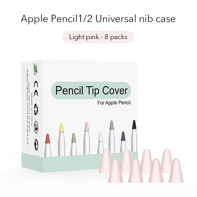 Pencil Tip Cover For Apple Pencil 2 1 Generation Nib Case Cover 8PCS Mute Silicone Cover Skin Screen Protector For Apple Pencil: Pink