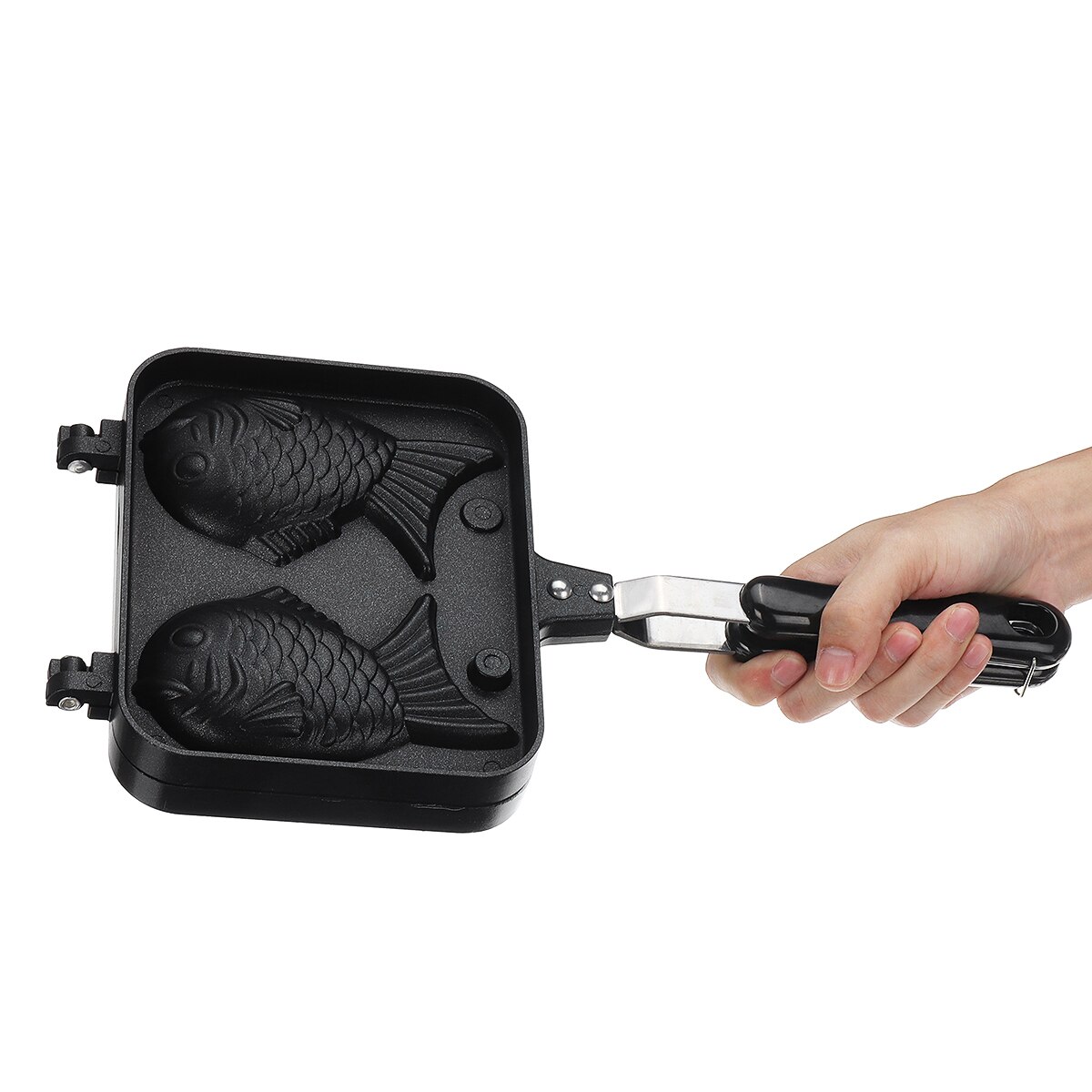 Sartén para gofres en forma de pez Taiyaki, 2 moldes, antiadherente, para hornear pasteles, utensilios de cocina para el hogar, DIY, plato para postre