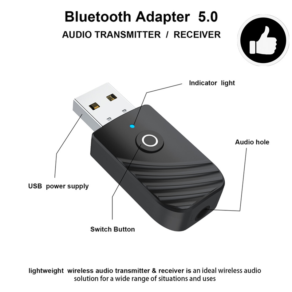 BT 3 en 1 sans fil USB Bluetooth 5.0 adaptateur récepteur Audio émetteur 3.5mm AUX adaptador pour voiture TV PC ordinateur maison stéréo: Default Title