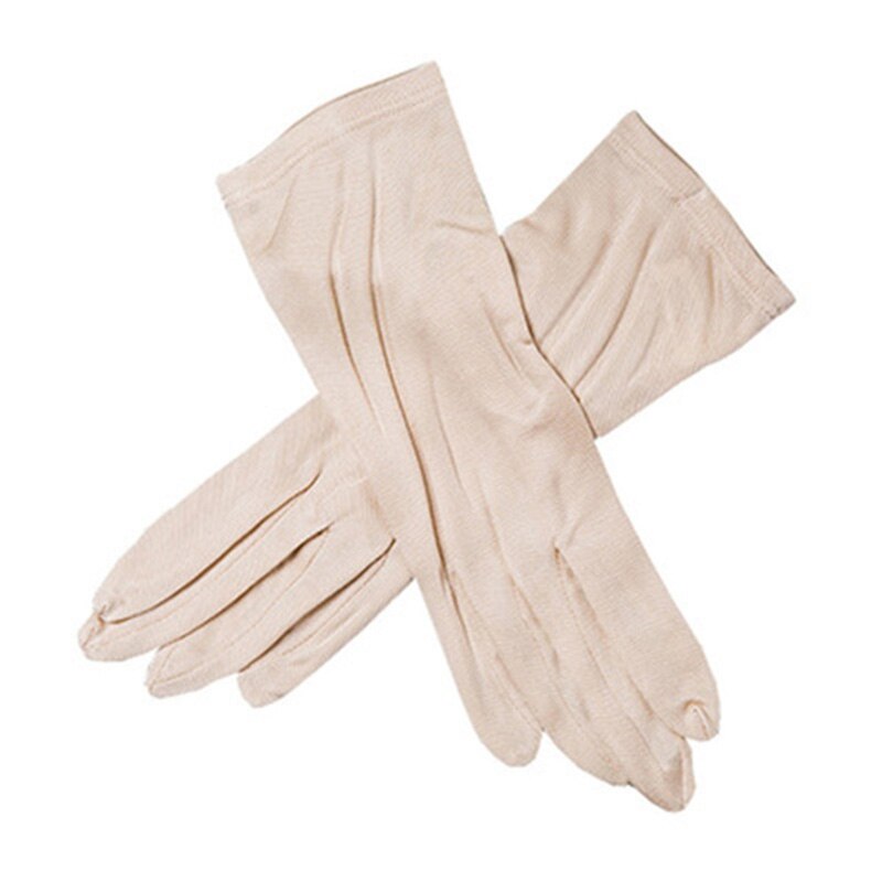 100% natürliche Seide handschuhe Weiblichen Sommer Dünne UV Sonnencreme Atmungsaktive Schlaf Feuchtigkeits Elastischen Touch Bildschirm Fahren Handschuhe L36L