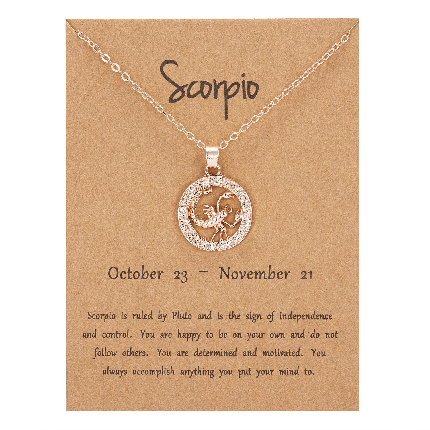 Trendige halsketten mit anhängern 12 sternzeichen-motiven in roségold für damen und herren – löwe-motiv, ideal als grußkarte, geburtstagsgeschenk oder familienschmuck.: Skorpion
