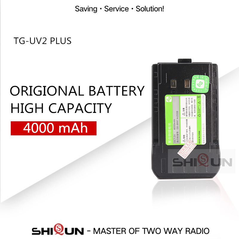 Batería de iones de litio de 4000mAh, walkie-talkie TG-UV2 PLUS de 10W, 10 KM, batería QuanSheng TG UV2 PLUS, DC 7,2 V