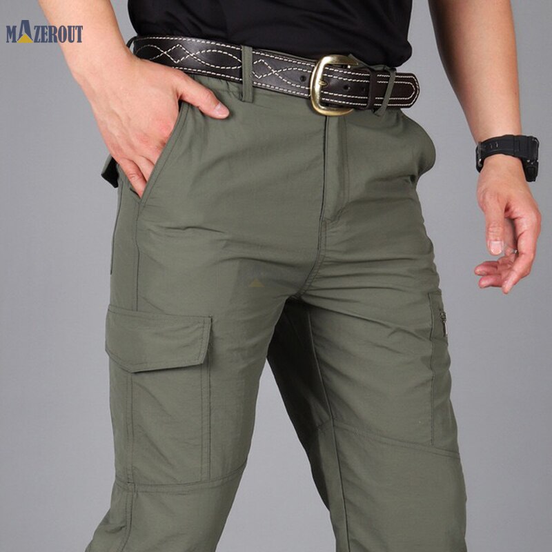Men Summer Camping climbing trekking fish hiking Waterproof Outdoor Pant Breathable Quick Dry Trousers sports Oversize: Green / XXL