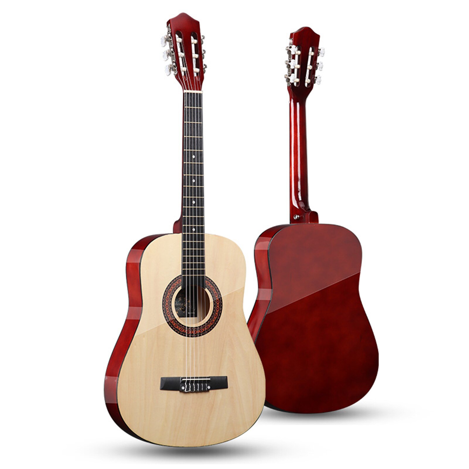 38'' Classic Acoustic Guitar 6 Strings Solid Wood Guitar 19 fret for Students Beginners