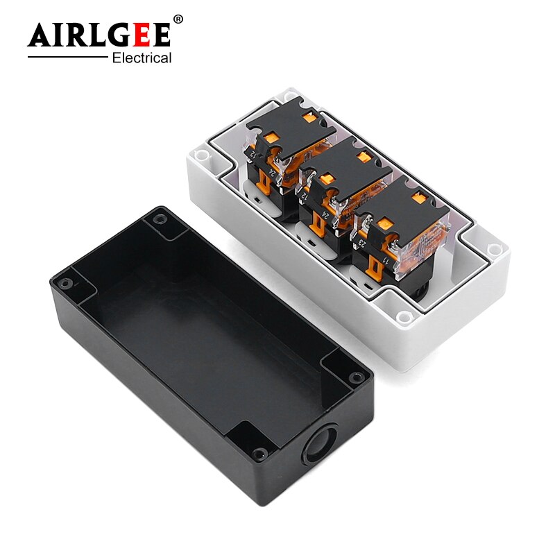 Three-position control box quick stop self-recovery button knob switch waterproof indicator box gear switch button with 3 holes