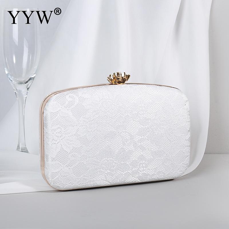 Rosa sateng kvinner kløtsj veske kvinnelige blondere blomster skuldervesker og håndvesker svart blå fest kveldsvesker bolsa feminina: Hvit