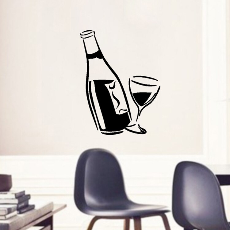 Kichen vinformet vægklistermærke bar pub hjemme vin væg indretning, drik vin vinyl mærkat med vin glas mærkat