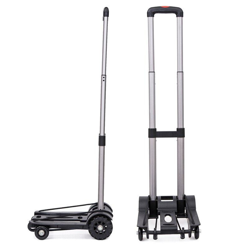 Portable Metal PP Folding Luggage Trolley Cart for Car Travel Accessory Luggage Trailer Adjustable Handle Chassis