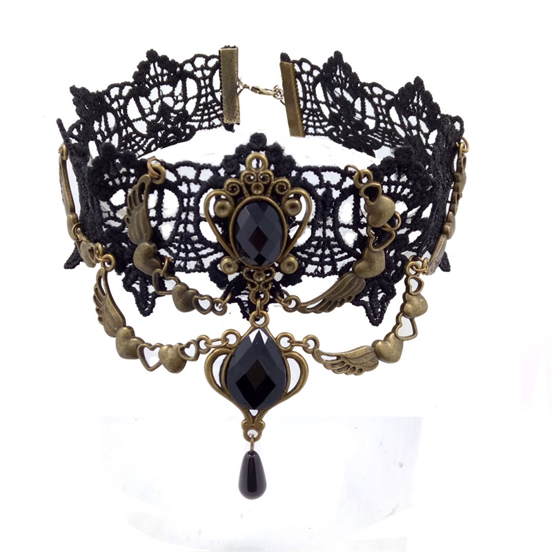 Yiyaofa colar vintage de gargantilha gótica, colar com pingente e colar falso, acessório de declaração para mulheres: GN-08