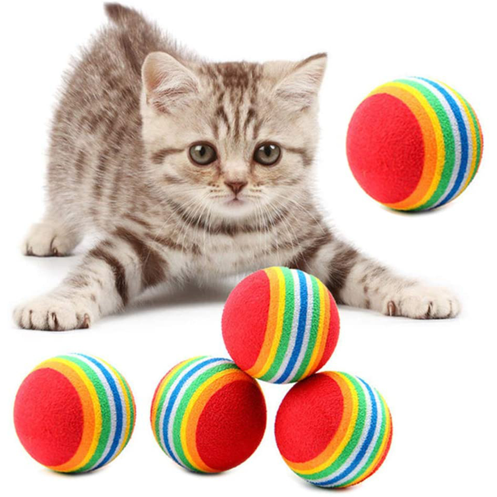10 pz Palline Giocattolo per Gatti Interattive per Gatto Da Interno Rosso Arcobaleno Morbido Schiuma EVA Cuccioli Palline Giocattolo Attività caccia Gioco Silenzioso Palla di Spugna