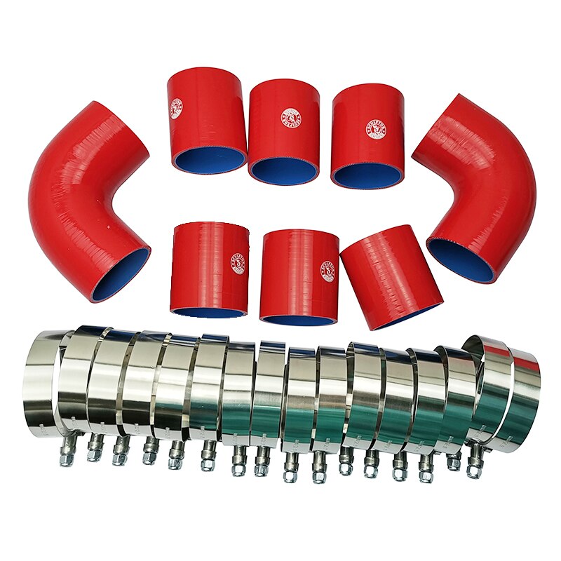 2.0" 51mm /2.25" 57mm/ 2.5'' 63mm / 3'' 76mm Silicone Hose Pipe Turbo Intake Universal Intercooler Turbo Piping kit: 63mm red