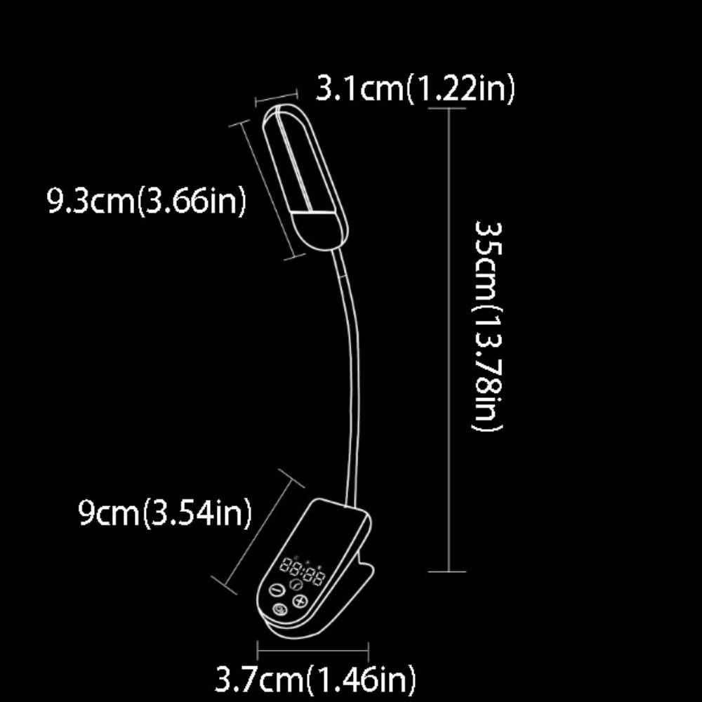 Draagbare led leeslamp, draagbare usb oplaadbare cliplamp met dubbele kop, mini bureaulamp om te lezen