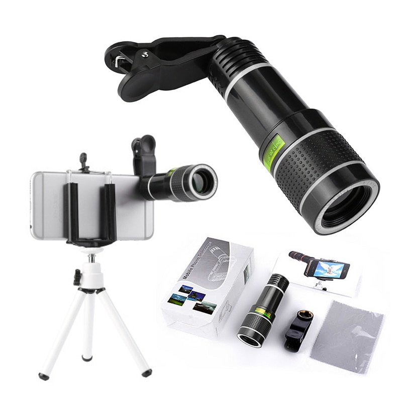 1Pcs 20X/12X/8X Zoom Mobiele Telefoon Lens 360 Graden Groothoek Len Camera Kits Voor Samsung xiaomi Huawei Clip Camera Lens