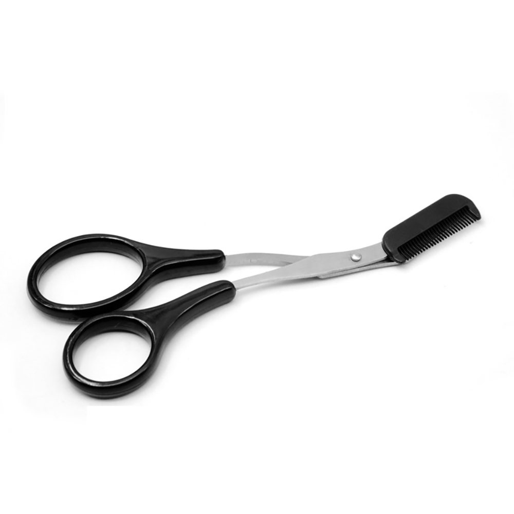 Ciseaux de maquillage avec peigne pour sourcils, accessoires cosmétiques, outils: black