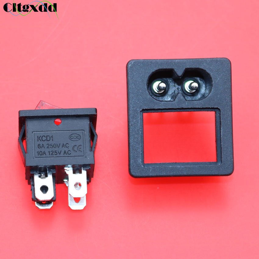 cltgxdd 1~5pcs IEC320 C8 AC 2.5A 250V power Cord Inlet socket receptacle with red light rocker switch for Computer Amplifier