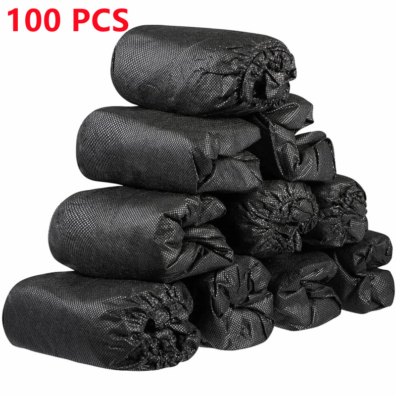 Disposable Boot Shoe Covers 100 Count Foot Booties Shoe Coverings Non Slip Shoe & Boot Covers for Indoor Outdoor Home Workplace: Light Grey