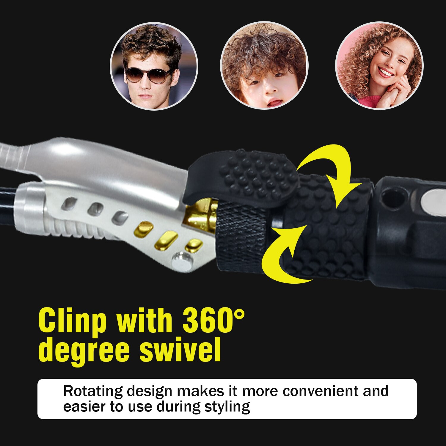 7mm Curling Iron Rotating Hair Curler Men's Small Curl Ceramic Pear Flower Cone Hair Curler Roller Waver Wand Salon Hair Styler