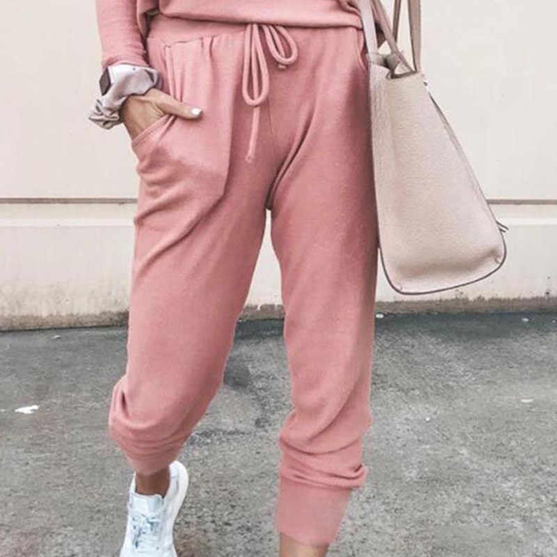 Costume de sport pull sweat à capuche Sweatshirt, 2 pièces pour femme, pantalon, taille élastique, survêtement, velours épais, , collection automne