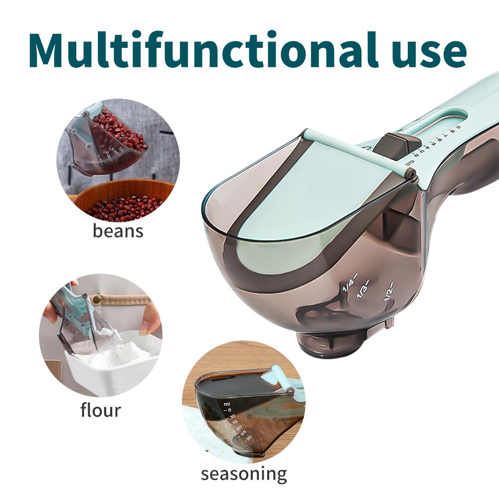Meijuner Adjustable Measuring Spoons with Magnetic Snaps Portable Metering Scoop Precise Plastic Scale for Baking 30/130ML