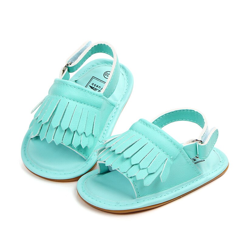 Sandales d'été en cuir suédé pour bébés filles, chaussures antidérapantes, plates, à semelle souple, pour nourrissons: green / 7-12 mois