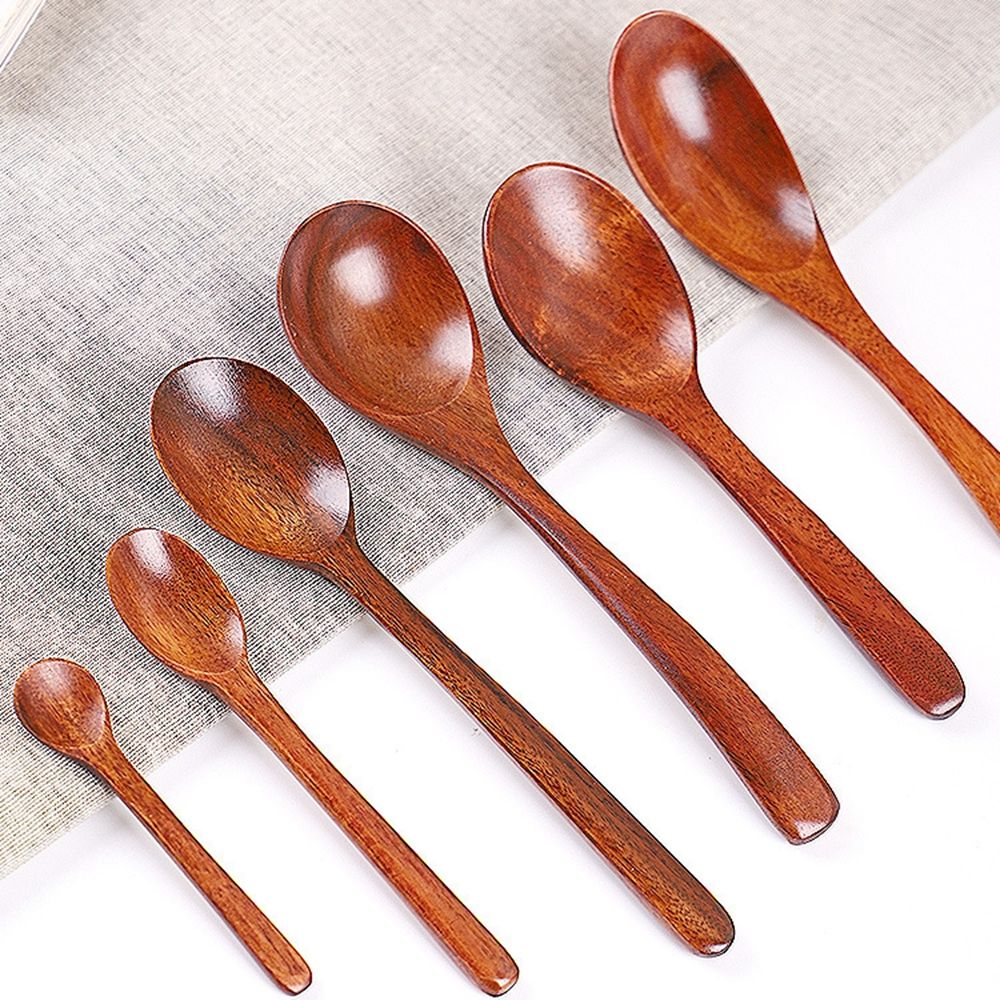 1Pcs Wooden Spoon Coffee Dessert Home Kitchen Utensils Rice Tea Honey Cooking Dining Tableware Teaspoons Kitchen Tools