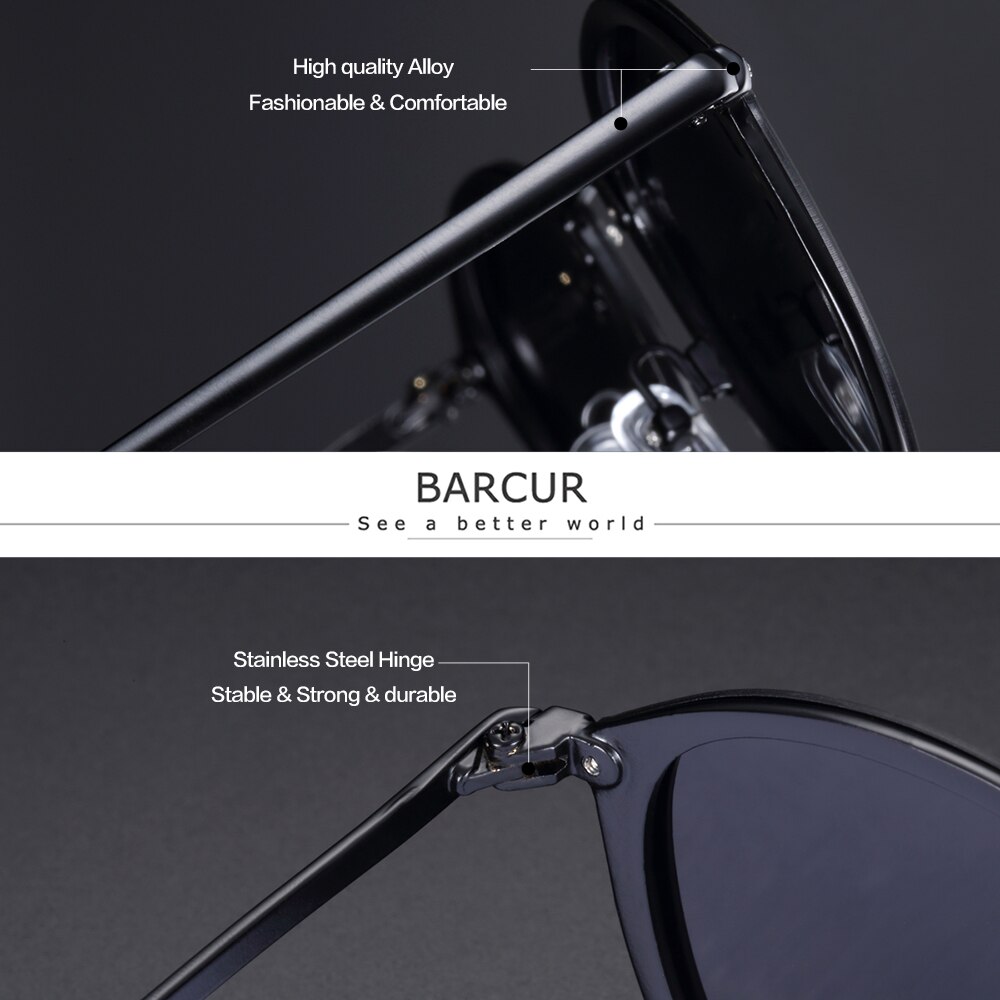 Barcur vintage gepolariseerde zonnebril dames merk ronde zonnebril voor heren