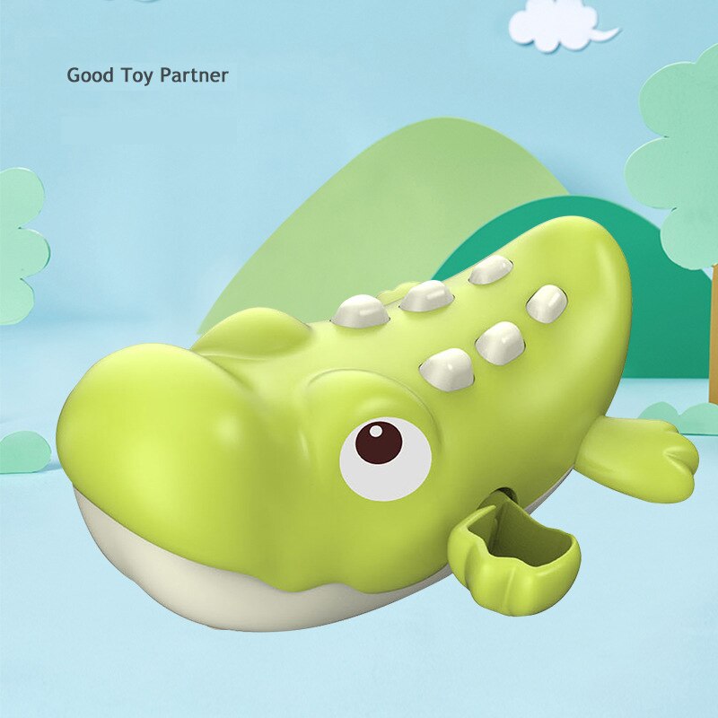 Summer Baby Bath Toys For Kids Boys And Girls Cute Animal Bear Shark Crocodile Clockwork Swimming Water Toys For Bathroom Beach: Crocodile-ST336M