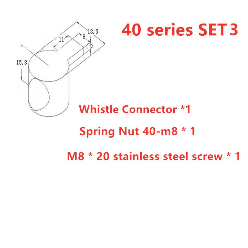 5/10PCS Built-in Connectors for 3030 4040 European Standard Aluminum Extrusion Profile Select Whistle Connector: 40-set3 5pcs