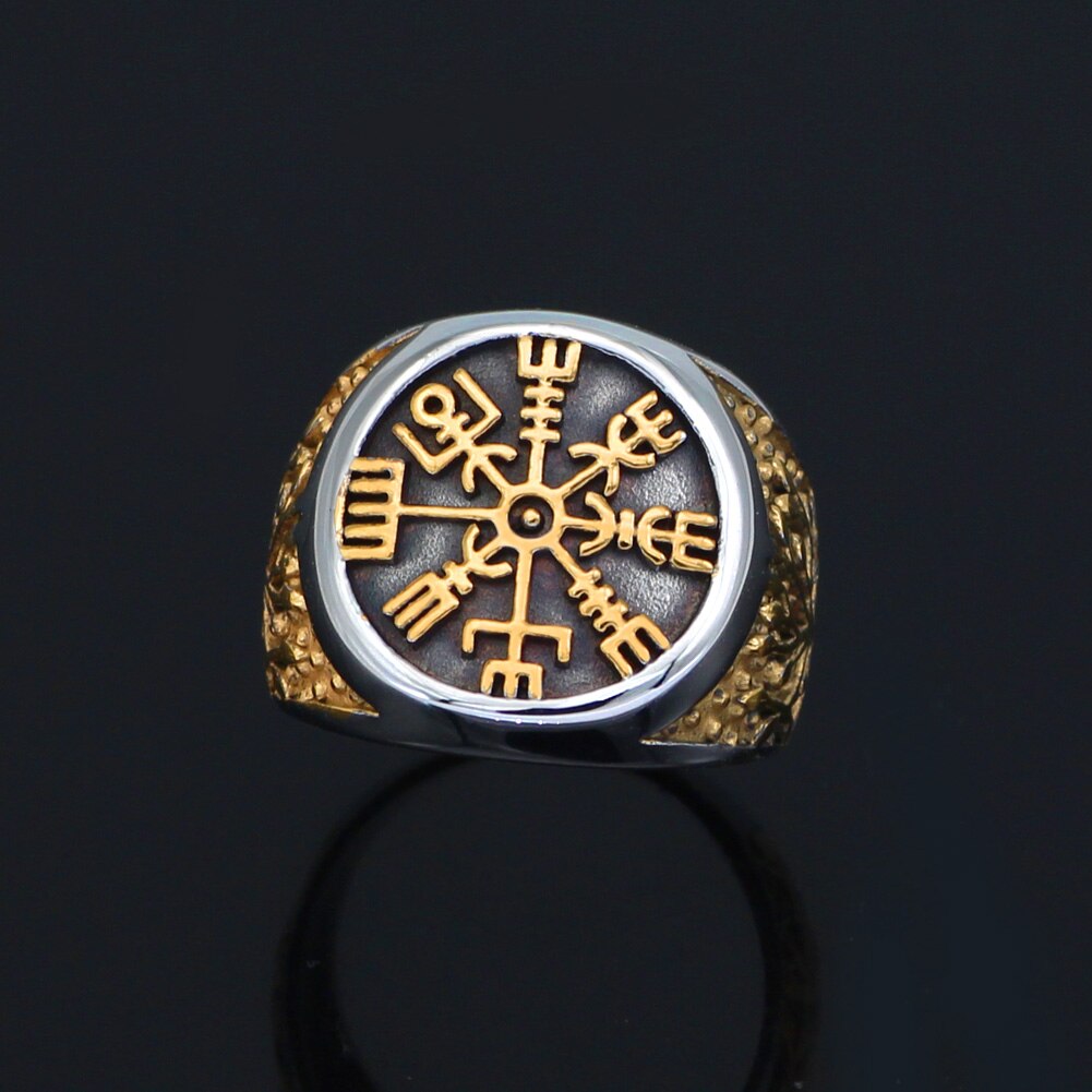 Men Viking Yggdrasil Vegvisir Stainless steel Ring With Valknut Bag