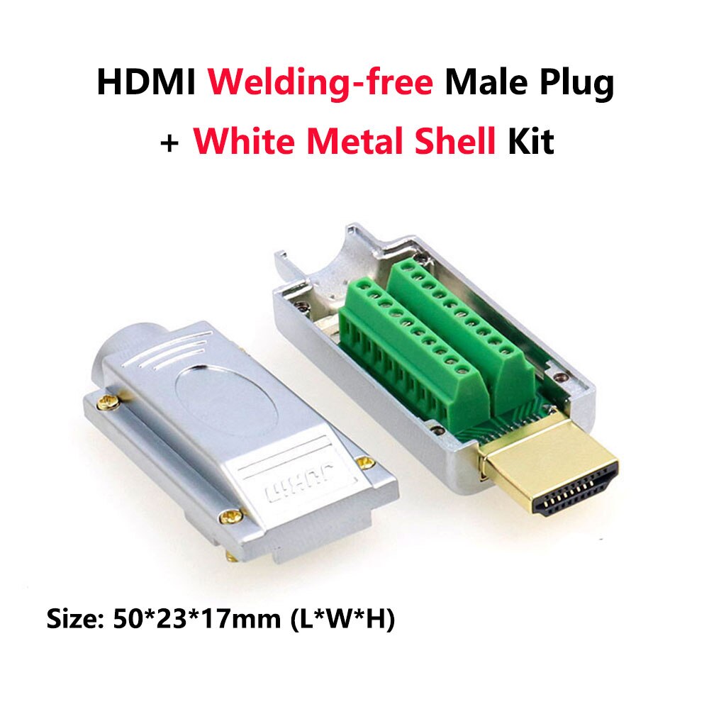 Hdmi Lassen-Gratis Connector Hdmi 2.0 Male Plug Diy Hd Lijnen Adapters Ondersteuning 4K 2K 3D Hdmi 2.0/1.4/1.3: Metal Weldfree White
