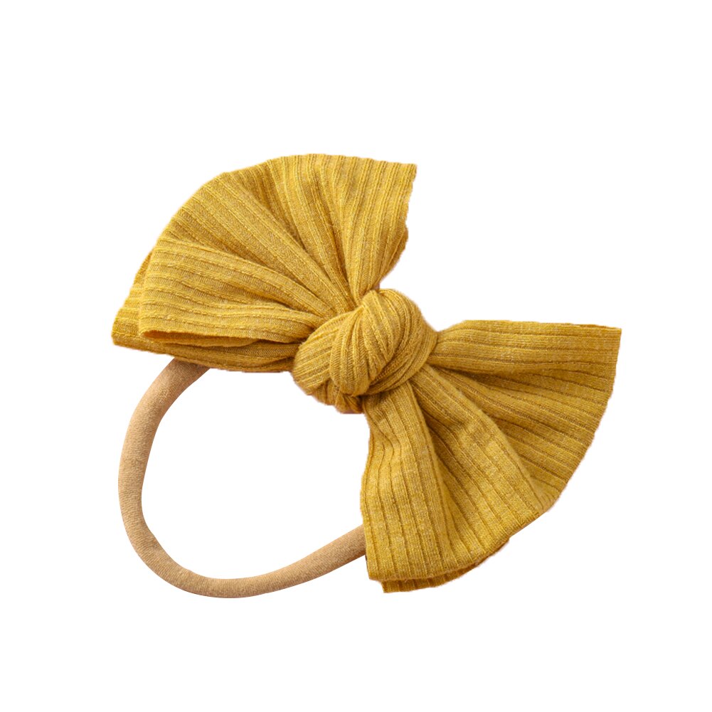 Baby Girls Knitted Ribbed Hair Bows Ties, Lovely Hair Bands Elastics Ponytail Holders Toddler Hair Accessories: Yellow