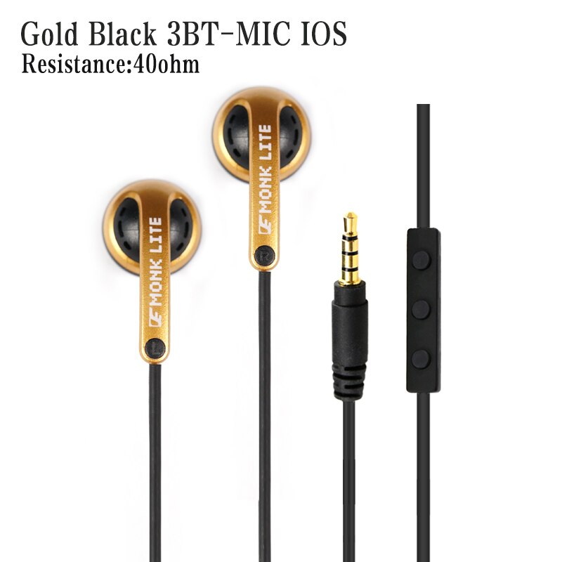 Venture Electronics VE Monk Lite Earbud Hifi Earphone Headphone for Mobile Phone: Gold Black IOS