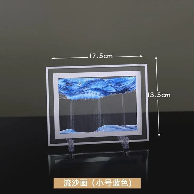Peinture de sable mouvant en verre avancé, ornements de sablier, décorations de bureau artistiques liquides, , décoration de mariage: Blue 5  inches
