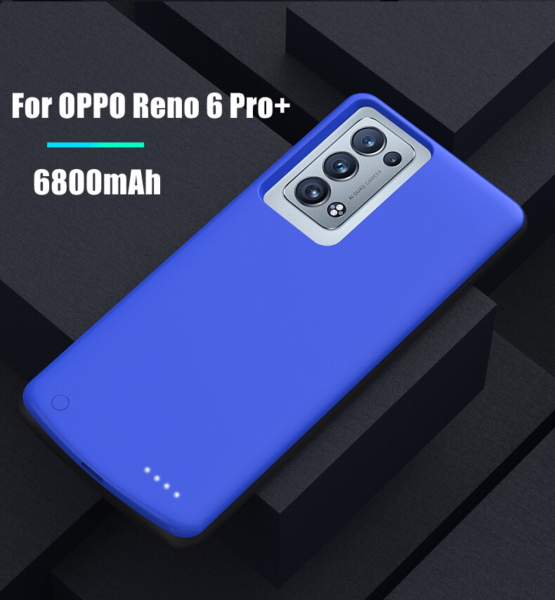 Fundas para cargador de batería para OPPO Reno 6 Pro, fundas para batería de 6800mAh, cubierta de carga de Banco de energía de respaldo para OPPO Reno 6 Pro + funda de energía: Blue