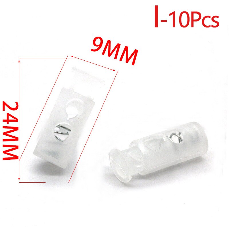 10pcs Multi Style Black Push Cord Lock Spring Clasp Plastic Stoppers Ends Toggles Clip For Apparel Bungee Elastic Rope Parts: I