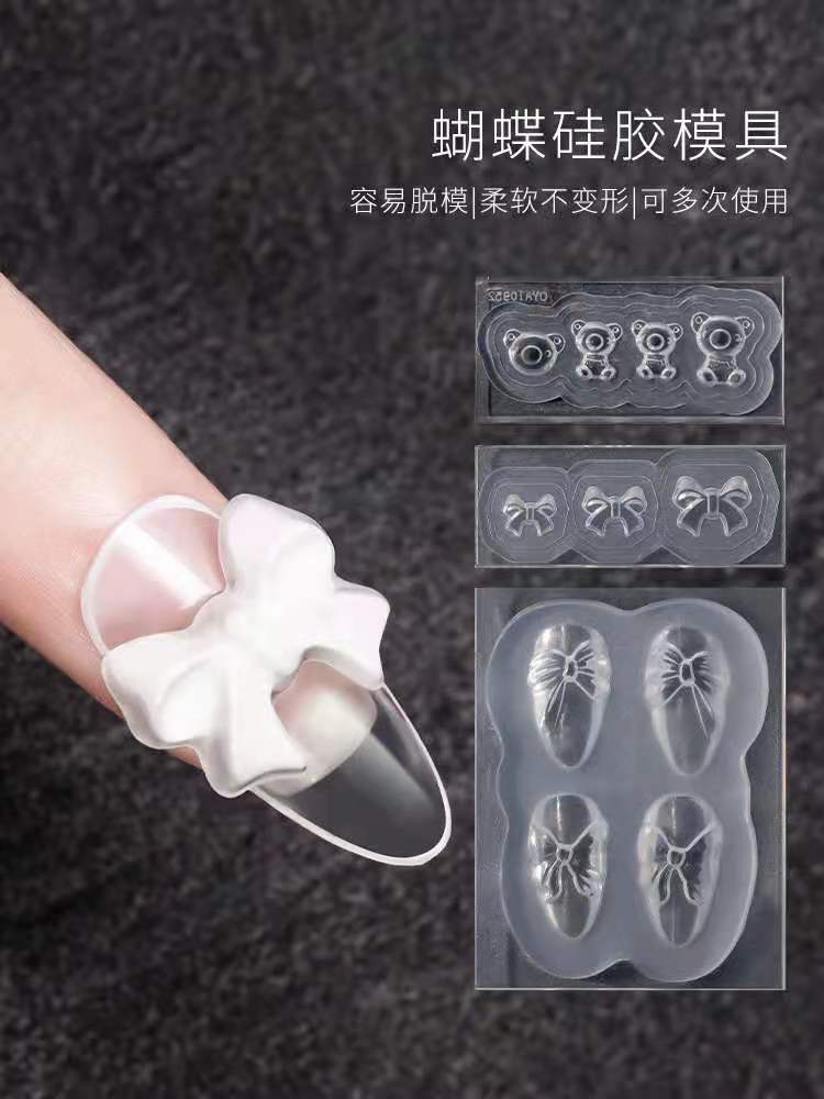 3D Carving Silicone Mold Nail Stamping Camellia/Shell/Bow Tie/Star Pattern DIY UV Gel Acrylic Crystal Nails Template 3 Style