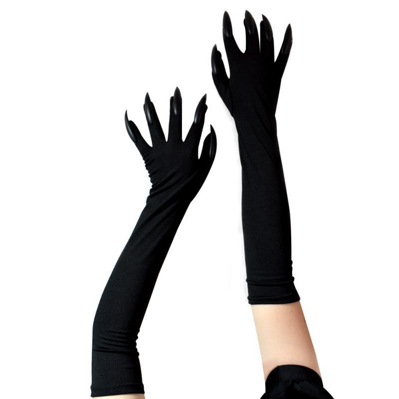 Cool Halloween Handschoenen Lange Ghost Klauw Jurk Up Handschoenen Mode Zwarte Lange Nagels Cosplay Halloween Grappig Handschoenen