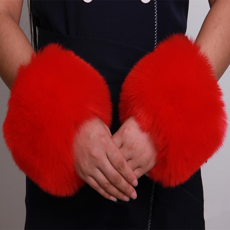 Manchettes élastiques en fausse fourrure pour femme, accessoires de vêtements chauds d&#39;hiver en peluche