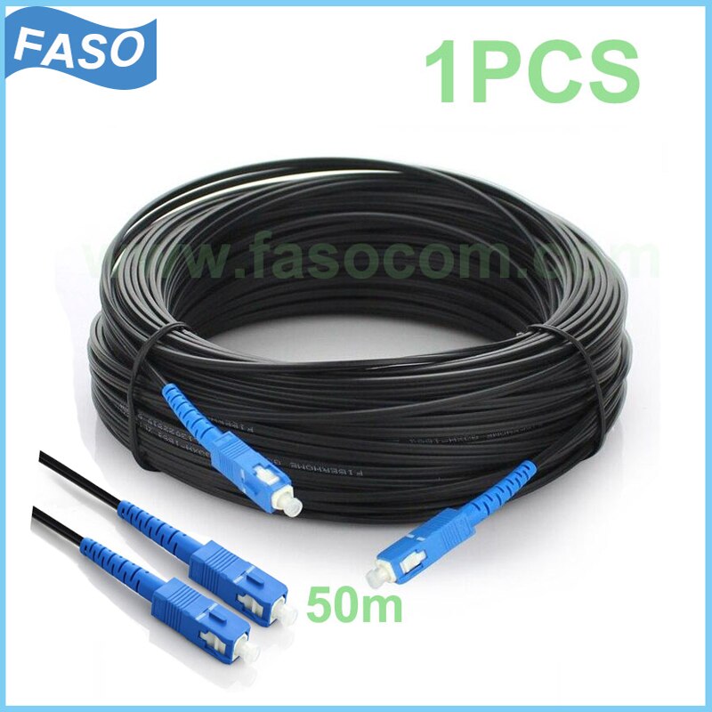 1Pcs 50m FTTH Fiber Optic Outdoor Cable Patch Cord SC/UPC-SU/UPC Sx Core Single Mode G657A1 Fiber Optic Jumper