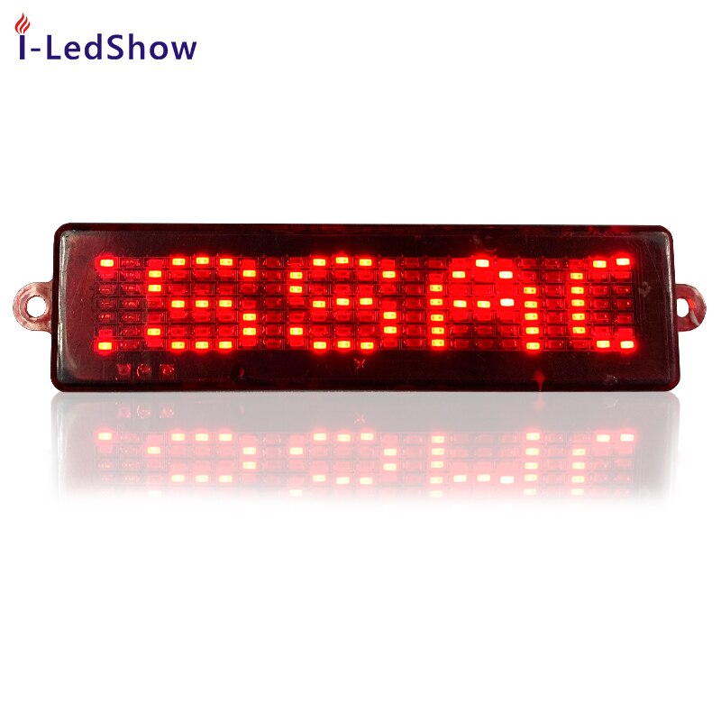 Led skylt bil 7*23 mini led fjärrkontroll enkel sugkopp bil bakruta mini lågspänning led skärm mini led: Röd