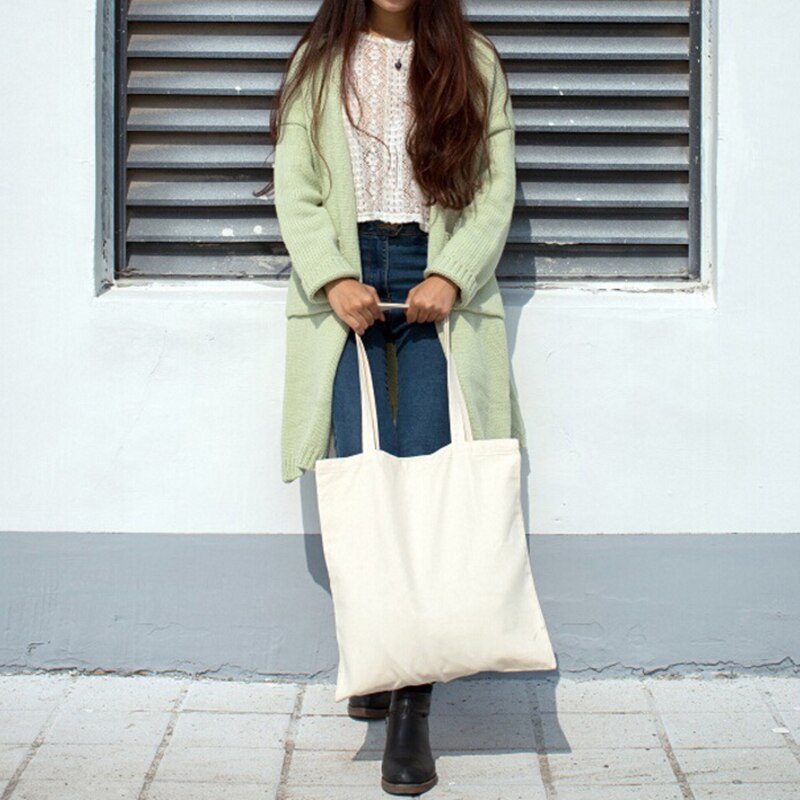 Mulheres brancas lona sacos de compras casual bolsa de ombro versátil verão férias praia pintura diy bolsa