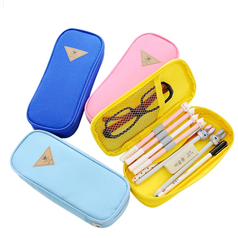 Protection Pencil Stationery Student Color Yellow Simple Colorful Pencil Case School Storage Furl Pink Lake Blue