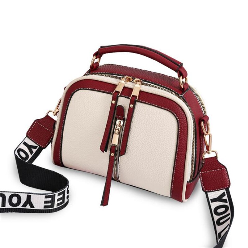 Small Contrast Color Top-Handle Bag Women Crossbody Bags Phone Purse Single Shoulder Zipper PU Leather Bags