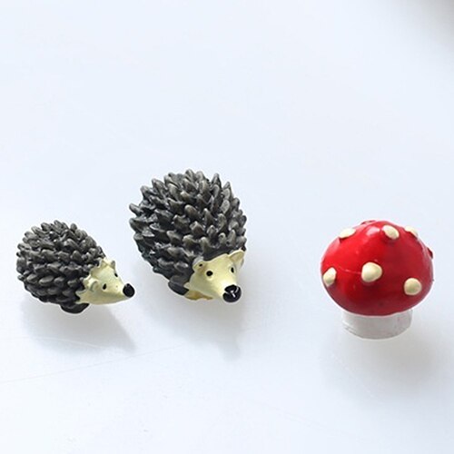 3 stk/sett hage mose harpiks håndverk kunstig mini pinnsvin rød prikk sopp harpiks hage dekorasjon ornament kunstig