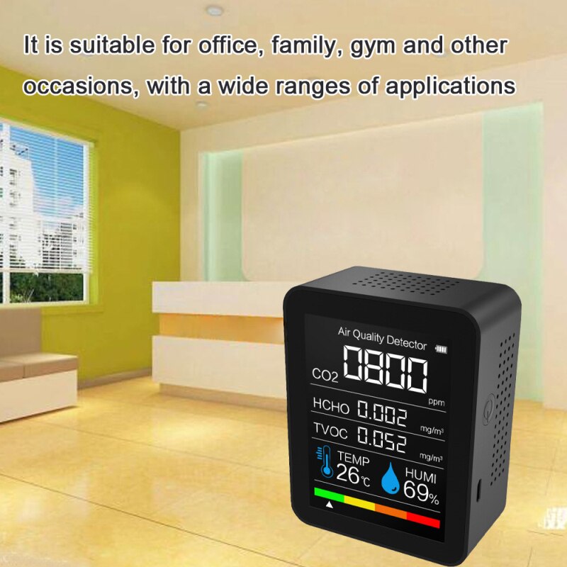 Video's over Wat is Groothandel Luchtkwaliteitsmonitor CO2 Meter Multi Gas Hcho Aqi Pm1.0 Pm2.5 Pm10 Detector met LCD-display voor binnen
