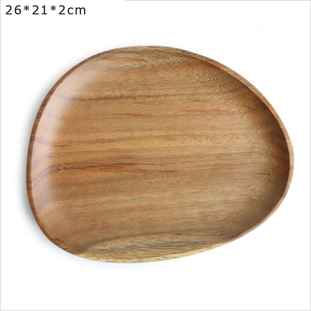 wooden plate Round Dinner Plate Beef Steak Fruit Snacks Tray Tea Tray restaurant plates Wood Plates Food Storage Tray: 26x21